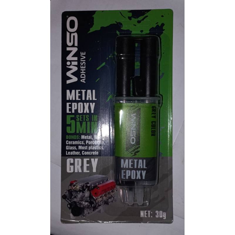 Клей епоксидний (двокомпонентний) металевого кольору. GREY WINSO adhesive